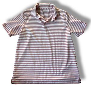 Vineyard Vines Boy’s Bradley Stripe Sankaty Pink Performance Polo size L
